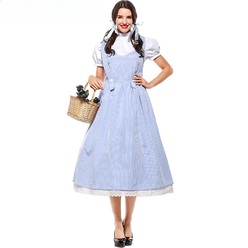 Fairytale Oz Dorothy Dress Costume Wizard Gingham Blue Halloween Carnival Of