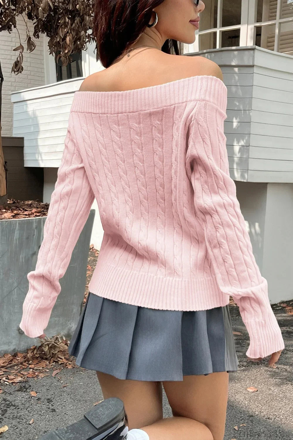 Edgy Long-Sleeve Knit Sweater