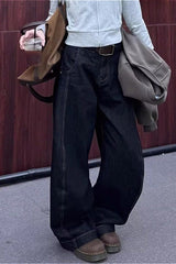 Retro Lazy Curved Leg Wide Leg Drop Crotch Jeans