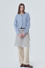 Button Front Crewneck Knit Top