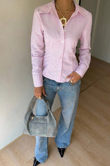 Striped Waist-Tie Long-Sleeve Slim Blouse