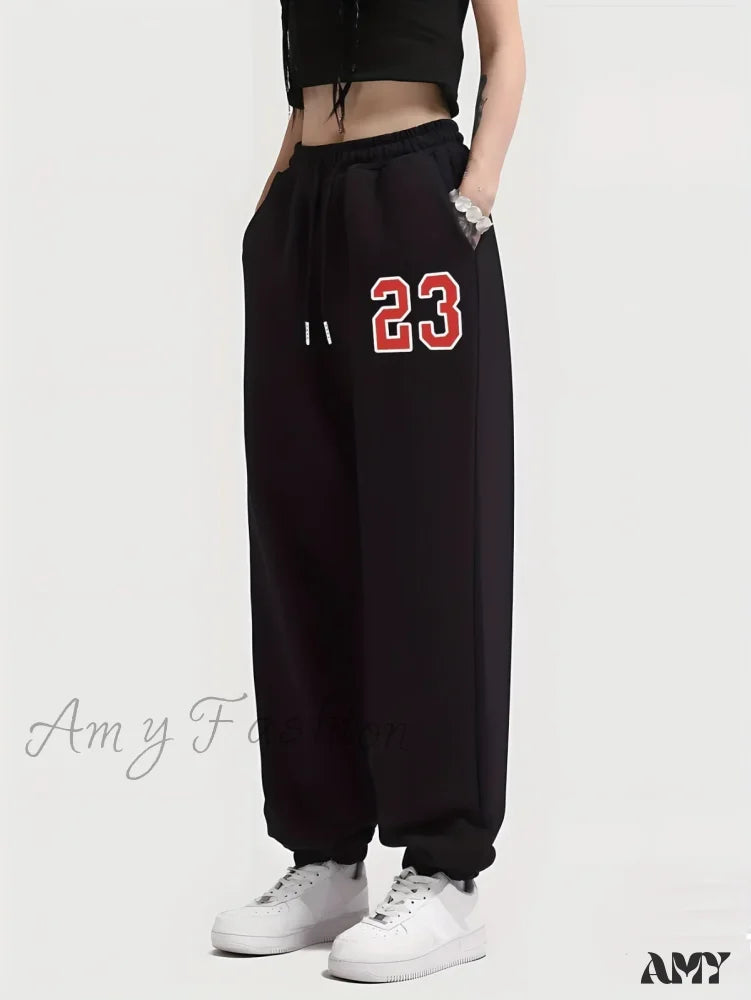 Elastic Waist Comfortable Drawstring Casual Female Pants Black / M