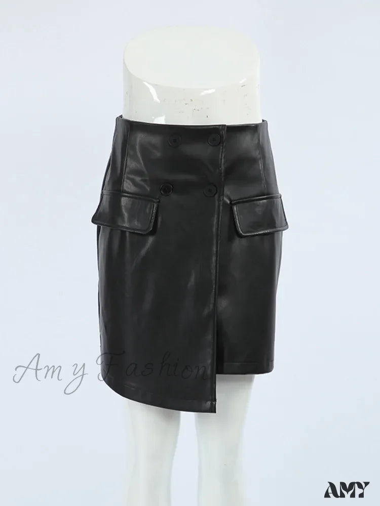 Elegant European Style Thickening High Waist Irregular Black Skirt