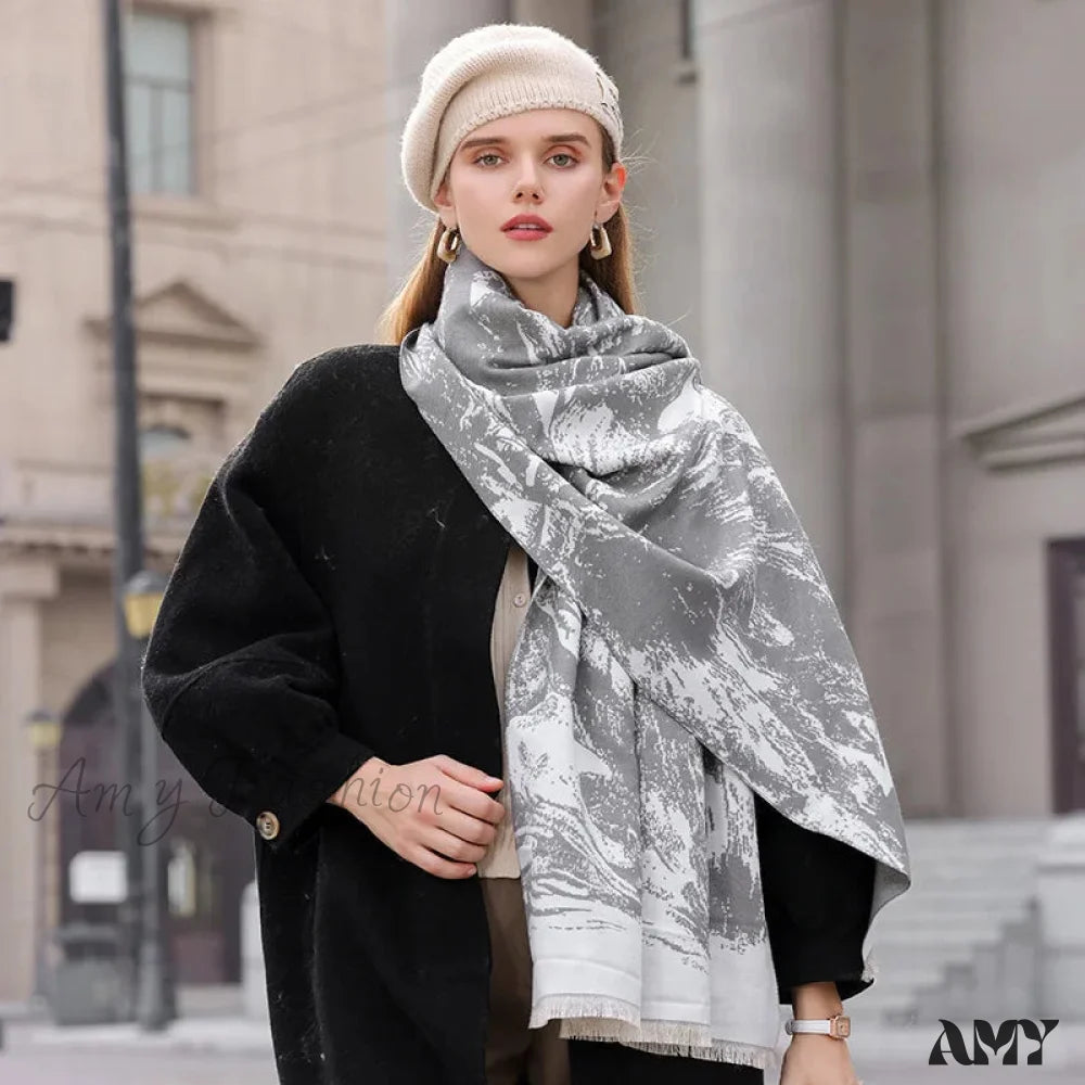 Elegant Lightweight Stylish Fall Winter Color Matching Thick Long Wide Thermal Scarf