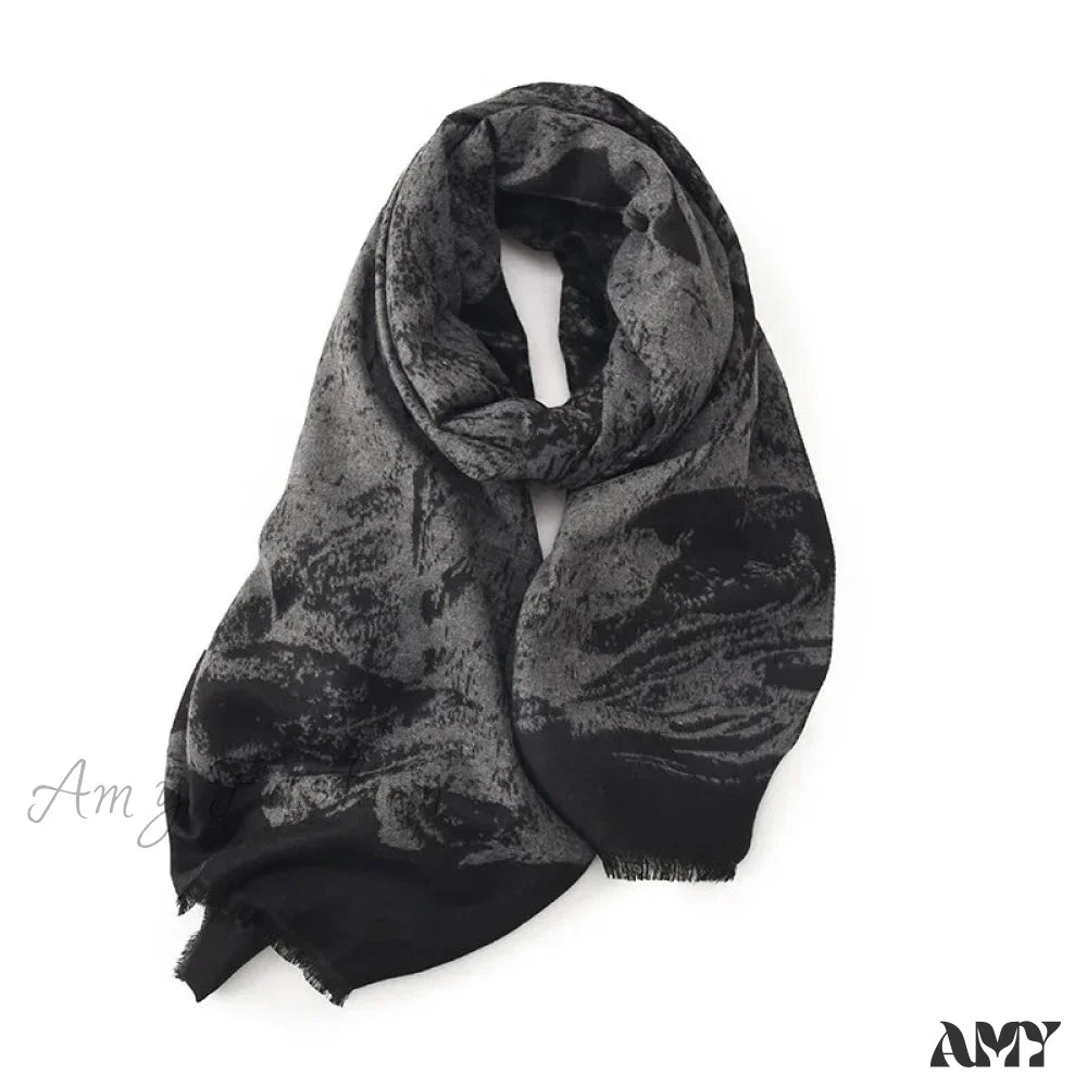 Elegant Lightweight Stylish Fall Winter Color Matching Thick Long Wide Thermal Scarf Grey