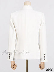 Elegant Solid Patchwork Single Button Notched Collar Long Sleeve Temperament Female Jackets New