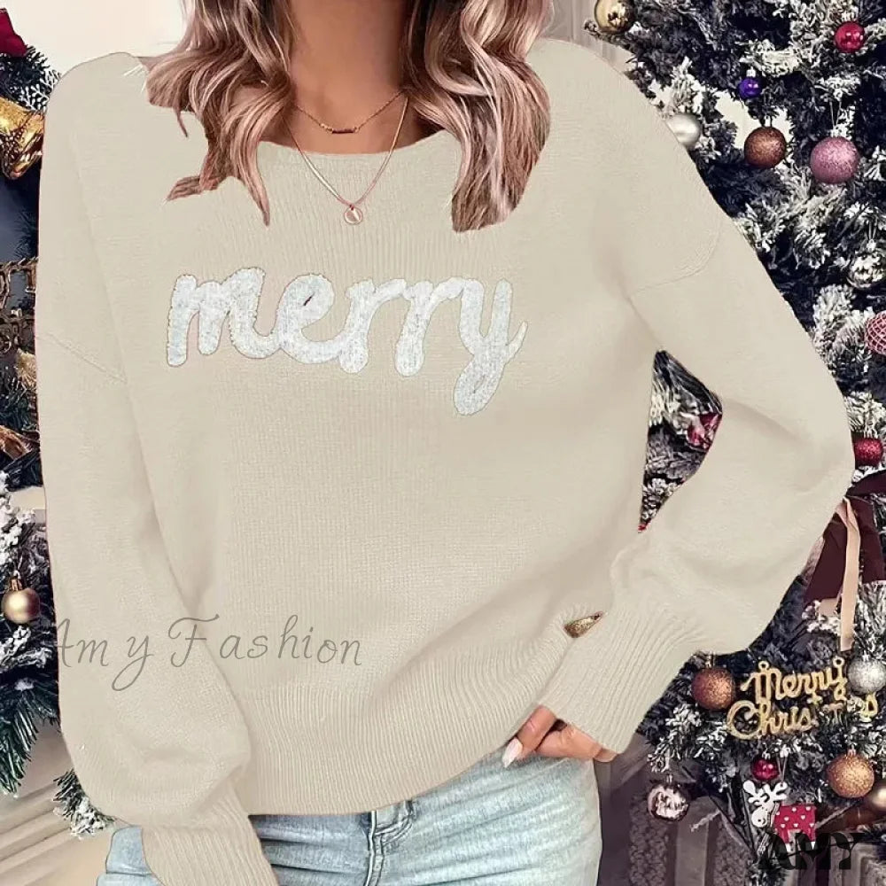 Elegant Winter Warm Trendy Christmas Sweater Apriot / S