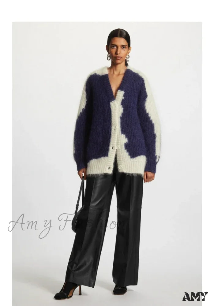 Ethereal New Casual Half-Front Fleece Blend Long Sweater