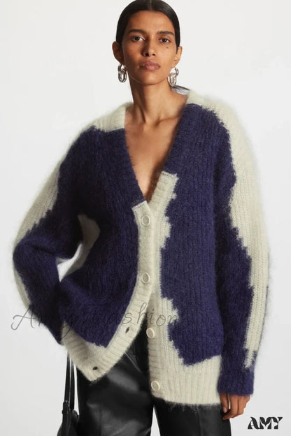 Ethereal New Casual Half-Front Fleece Blend Long Sweater