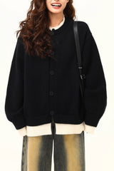 American Retro Fake Two-Piece Solid Cardigan