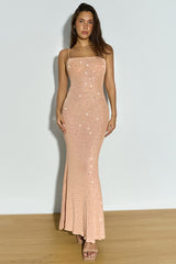 Mesh Rhinestone Cami Maxi Party Dress