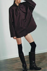 Chic Poplin Scarf Detail Blouse