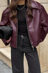 Retro Moto Burgundy Matte Leather Jacket