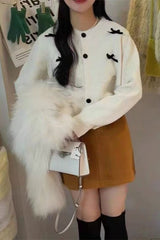 Bow Detail Round Neck Knit Christmas Cardigan