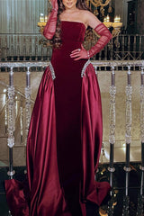 Crystal-Embellished Ruched Bustier Maxi Party Dress