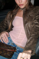 Brown Suede Leather Vintage Cropped Jacket