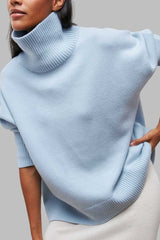 Versatile Solid Turtleneck Euro Sweater