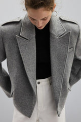 Structured Wool Notch Lapel Coat