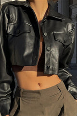 Sexy Crop Single-Breasted Biker Jacket