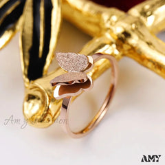 Fashion Frosted Butterfly Titanium Steel Ring