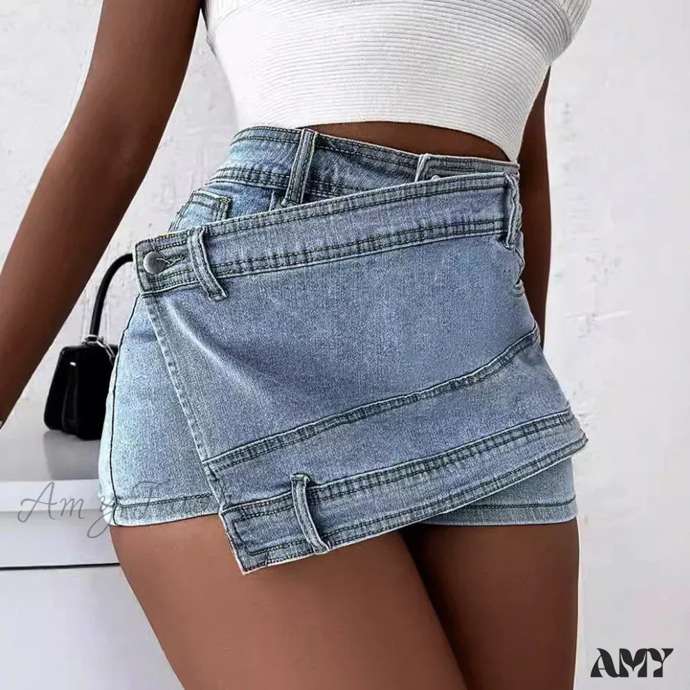 Fashion Mini Rave Street Stretch Irregular A-Line Skinny Y2K Short