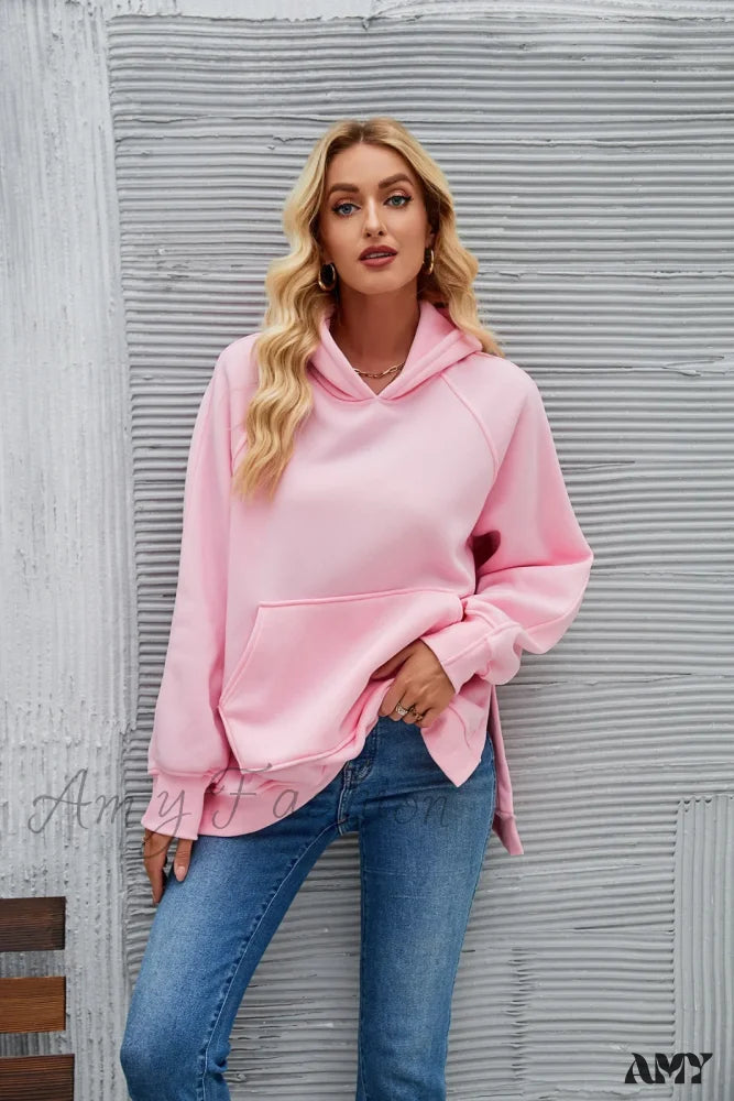 Fashion New Solid Color Cozy Trendy Comfortable Chic Elegant Hoodies Pink / S