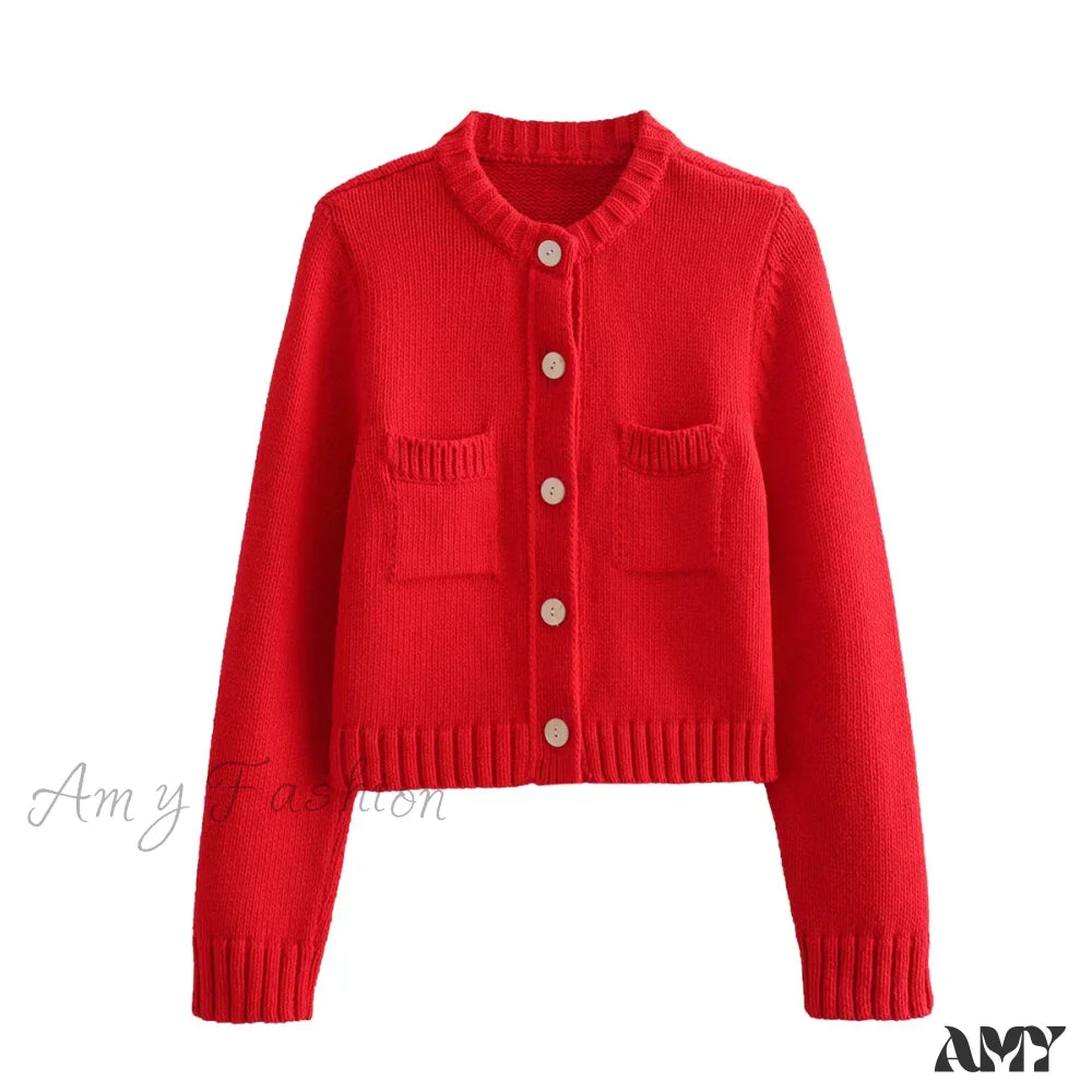 Fashion Texture Sleeveless Backless Sling Crop Top Single-Breasted Pocket Decorate Sweater Cardigan