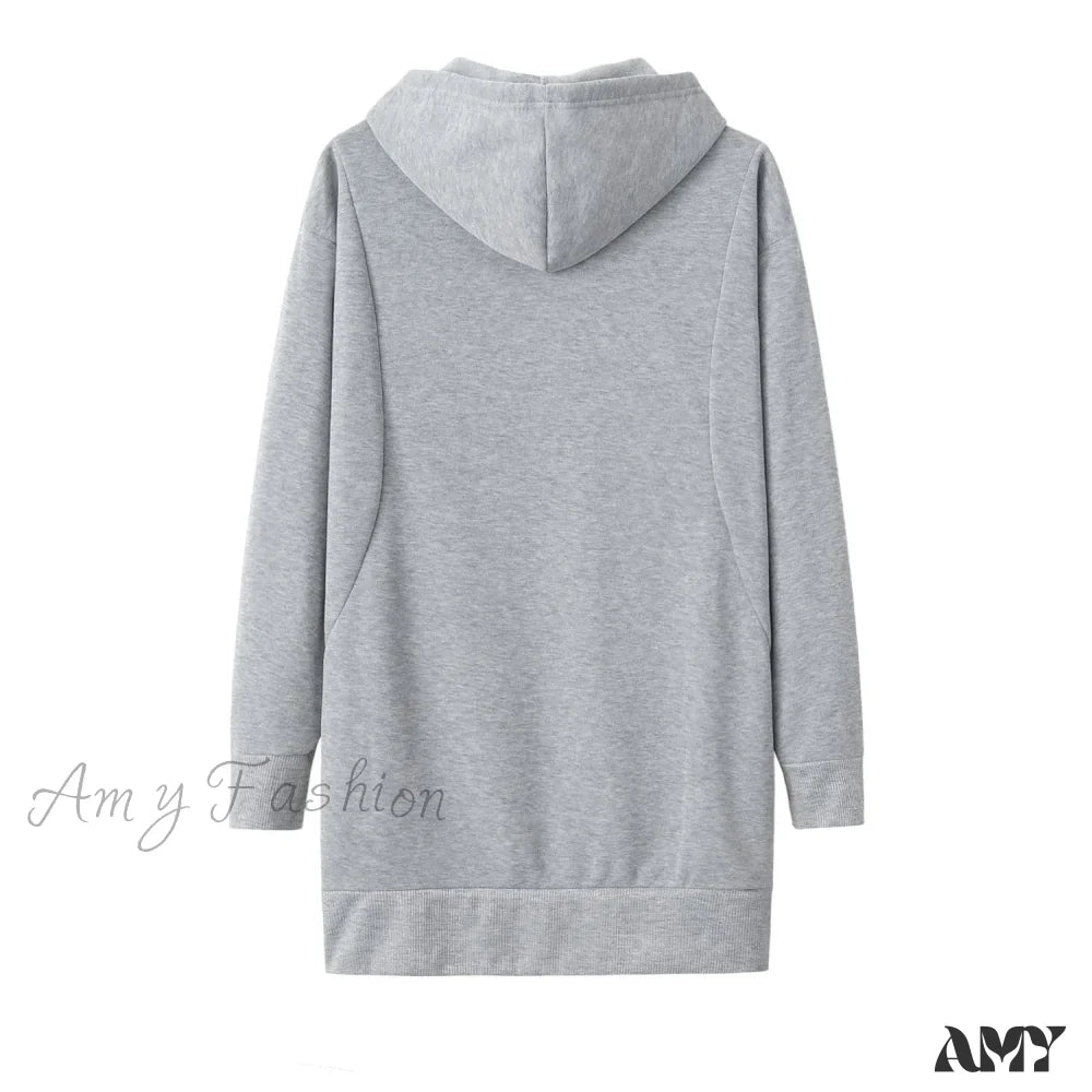 Fashion Trendy Cozy Stylish Thickened Comfortable Loose Elegant Hoodies Gray / S