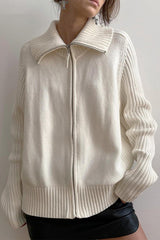 Solid Loose Collared Slouchy Knit Cardigan