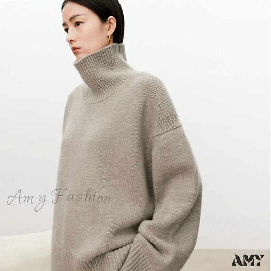 Female Loose Thick Languid Lazy Wind Pullover Knitting Base Wool Stylish Cozy Casual Sweater