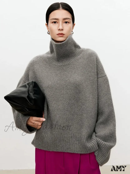 Female Loose Thick Languid Lazy Wind Pullover Knitting Base Wool Stylish Cozy Casual Sweater