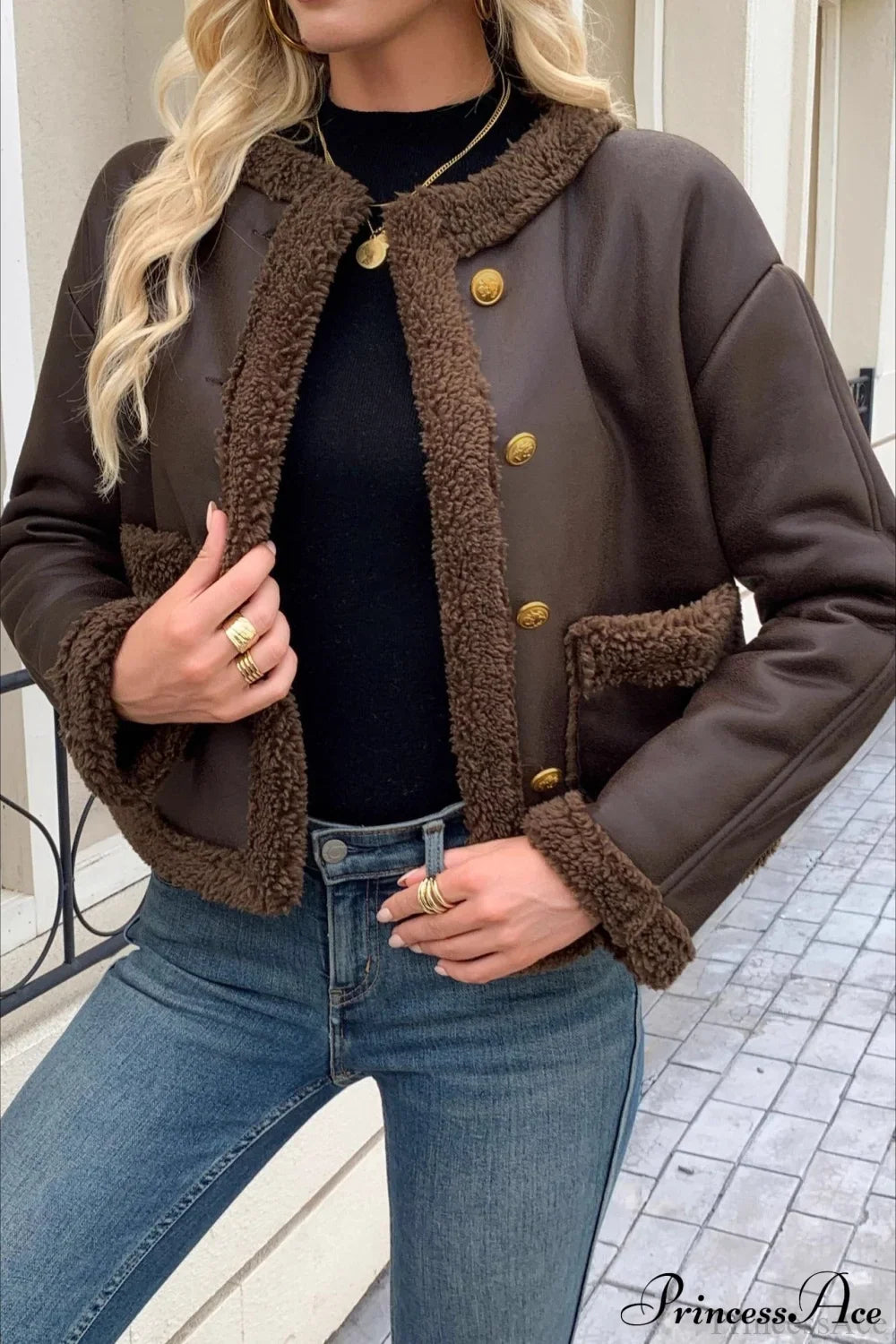 Fleece Collar Warm Fashion Casual Coat