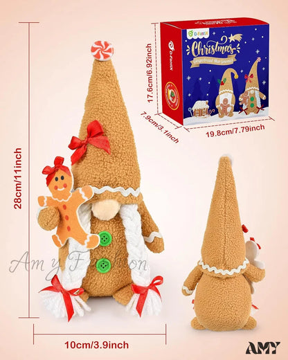 Gingerbread Man Gnomes Plush Doll Sets - Handmade Scandinavian Gnome Decor Kits