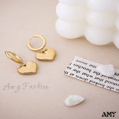 Gold Romantic Heart Hoop Pendant Earrings