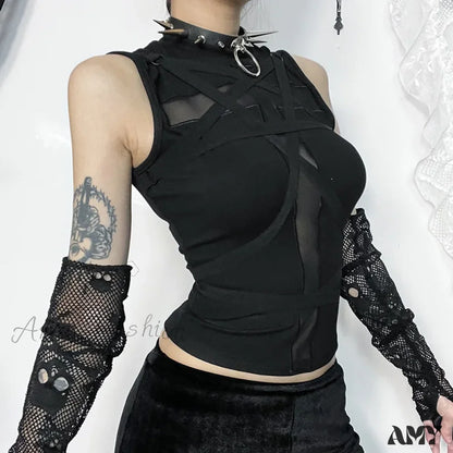 Goth Crop Sleeveless Vintage Bandage Aesthetic Punk Harajuku Top