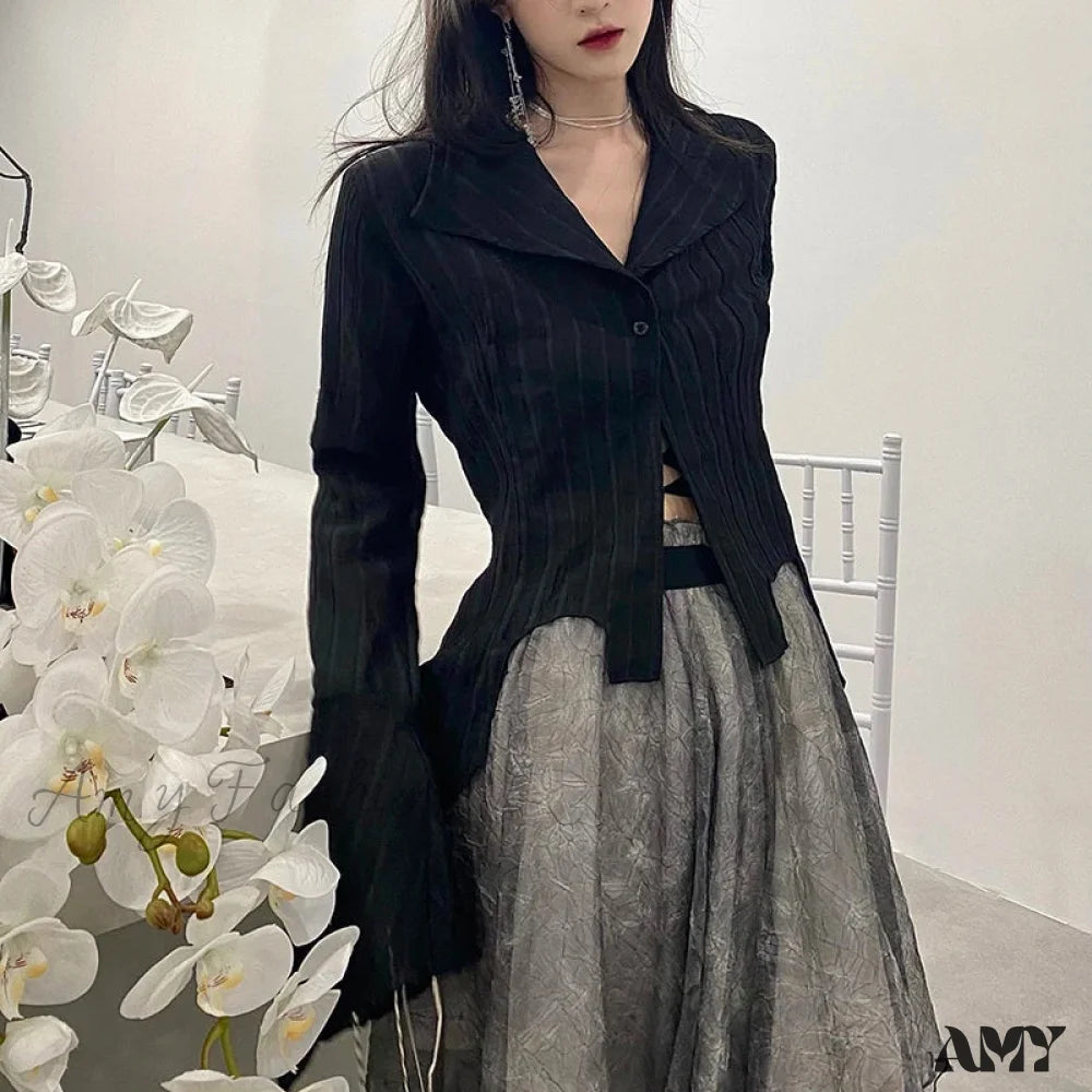 Gothic Dark Academic Irregular Streetwear Y2K Blouse