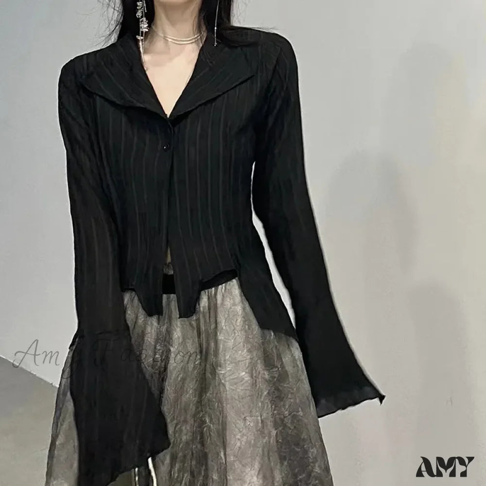 Gothic Dark Academic Irregular Streetwear Y2K Blouse