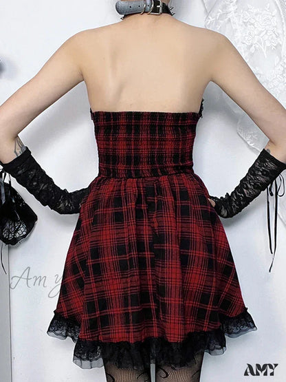 Gothic Dress Straples Tube Top Contrast Bodycon