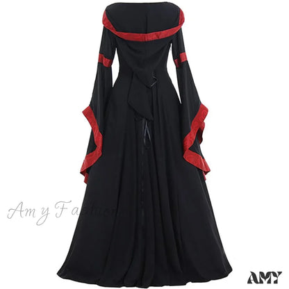 Gothic Halloween Medieval Court Vampire Cosplay Vintage Palace Long Sleeve Elegant Dress