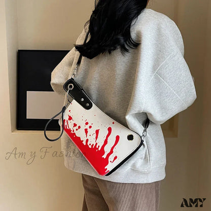 Gothic Unique Pu Bag Clutch Leather Knife Design Shaped Halloween White