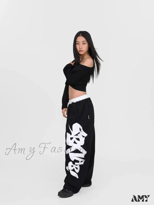 Halloween Dance Graffiti Street Pants Black