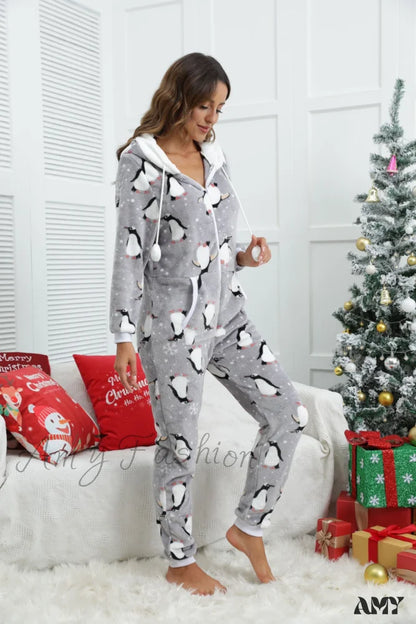 Halloween Flannel One-Piece Pajama Homewear Suit