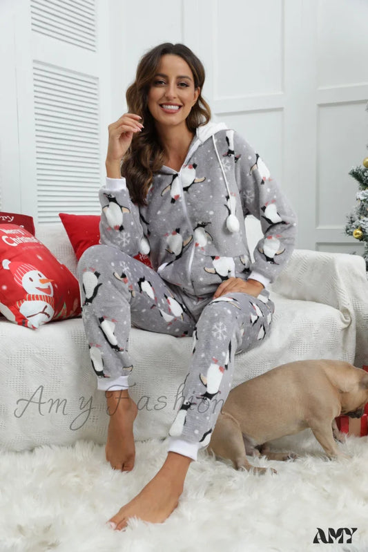 Halloween Flannel One-Piece Pajama Homewear Suit