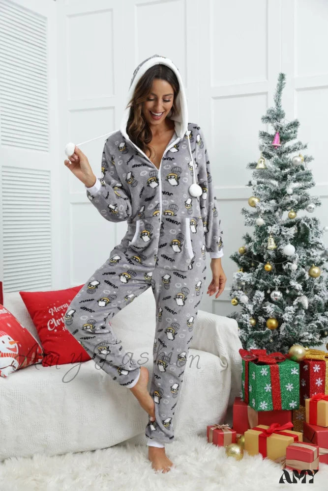 Halloween Flannel One-Piece Pajama Homewear Suit