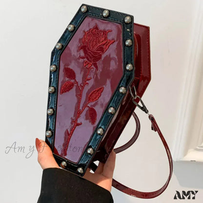 Halloween Phone Spider Y2K Coffin Satchel Bag Adjustable Gothic Purse Women Shape Mobile Red2