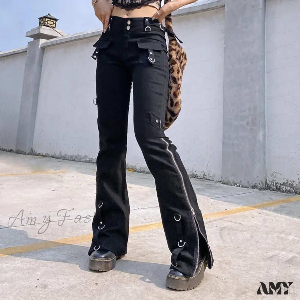 Halloween Punk Y2K Dark Pants Black / S