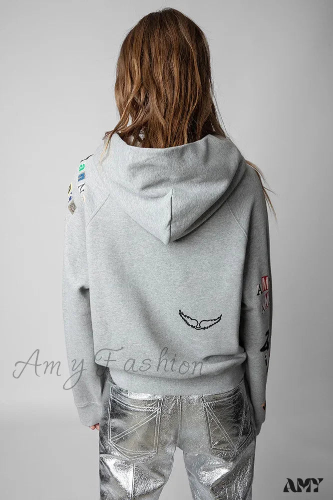 Heart Diamond Embroidered Cozy Comfortable Colorful Soft Hoodies