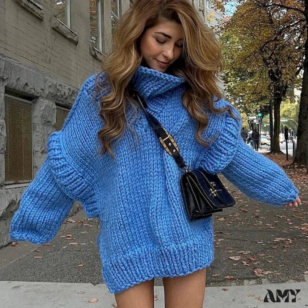 High Street Fashion Women 2024 Autumn Elegant Solid Flying Sleeve Loose Winter Warm Sweater