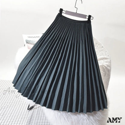 High Waist White Long Skirt Dark Grey / One Size