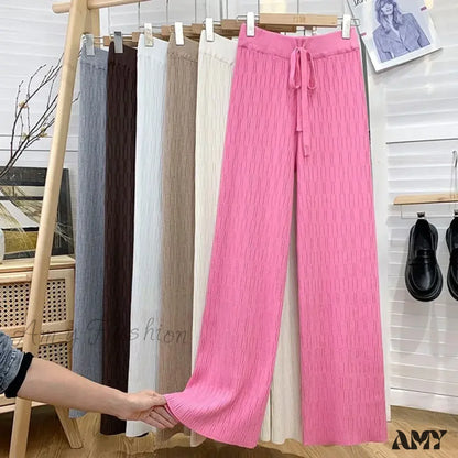 High-Waisted Thin Casual Trendy Drape Wide-Leg Pants